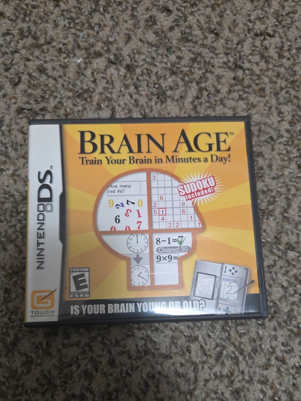 Nintendo Brain Age DS Game - Yellow Orange Cover